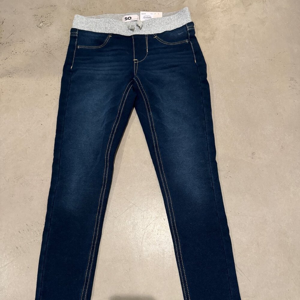 Girl's SO Mid Rise Ribbed-Waist Jeggings